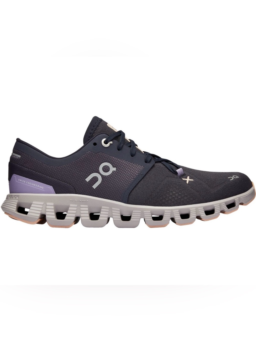 On Women’s Cloud X3 Running Navy with Purple, Size 6